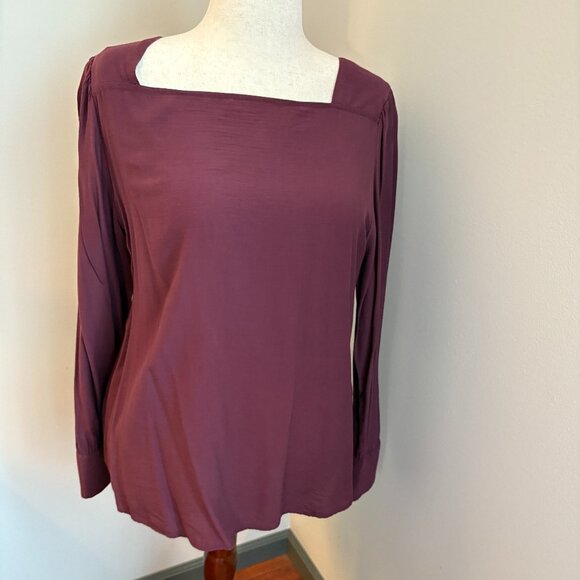 LOFT Tops - LOFT Mauve Square Neck Blouse Long Sleeve Women's Large